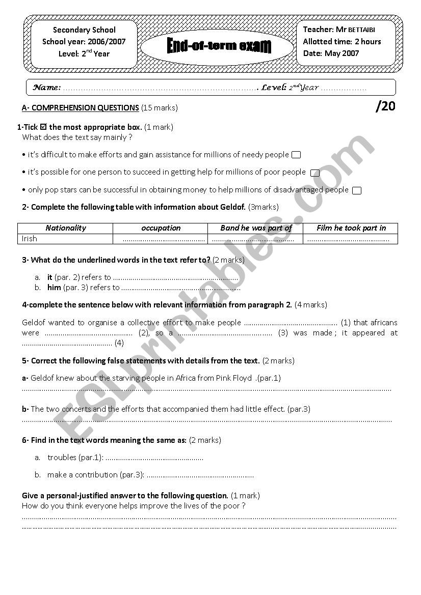 end-of-term exam n 03/ 2nd year students