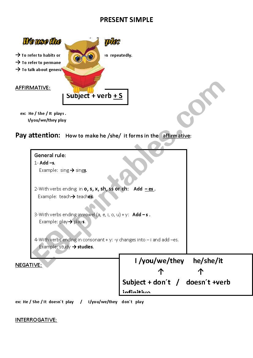 Present simple worksheet