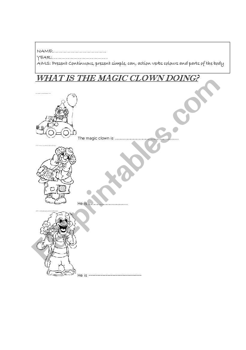 MAGIC CLOWN worksheet