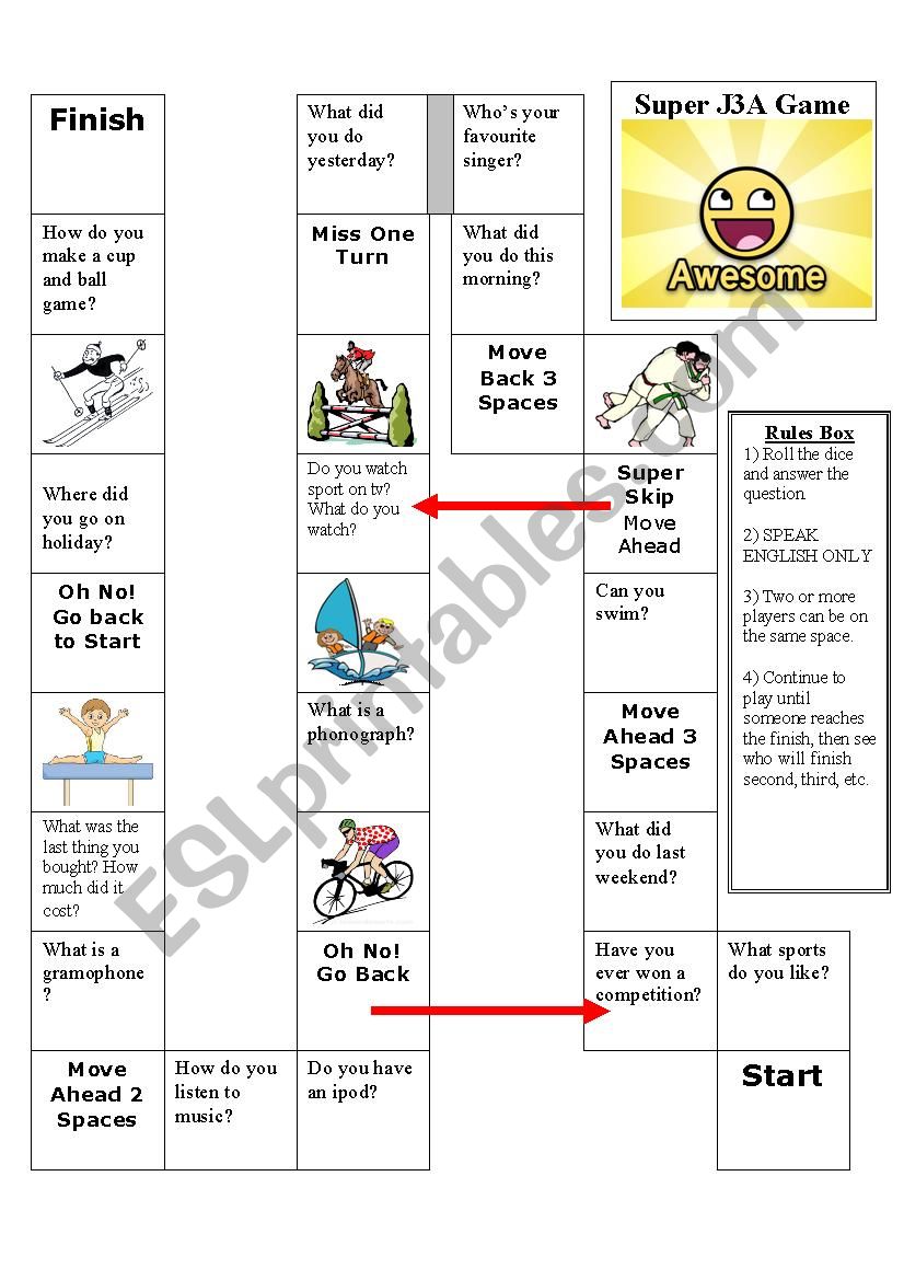 elementary speaking board game for young learners 