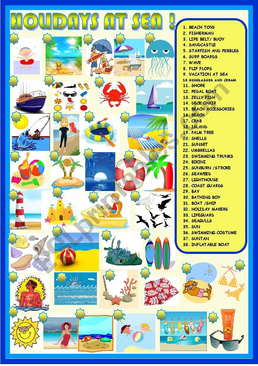 Holidays at sea: matching worksheet