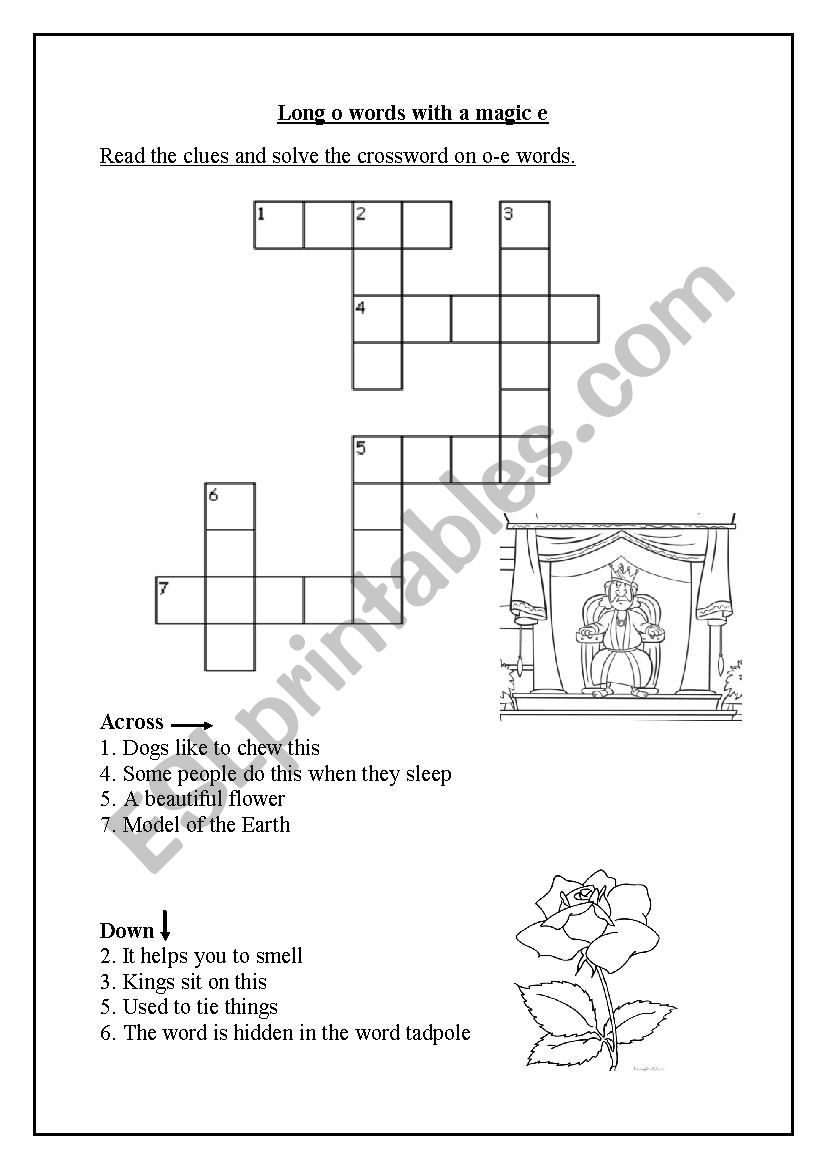 Long o words with a magic e worksheet
