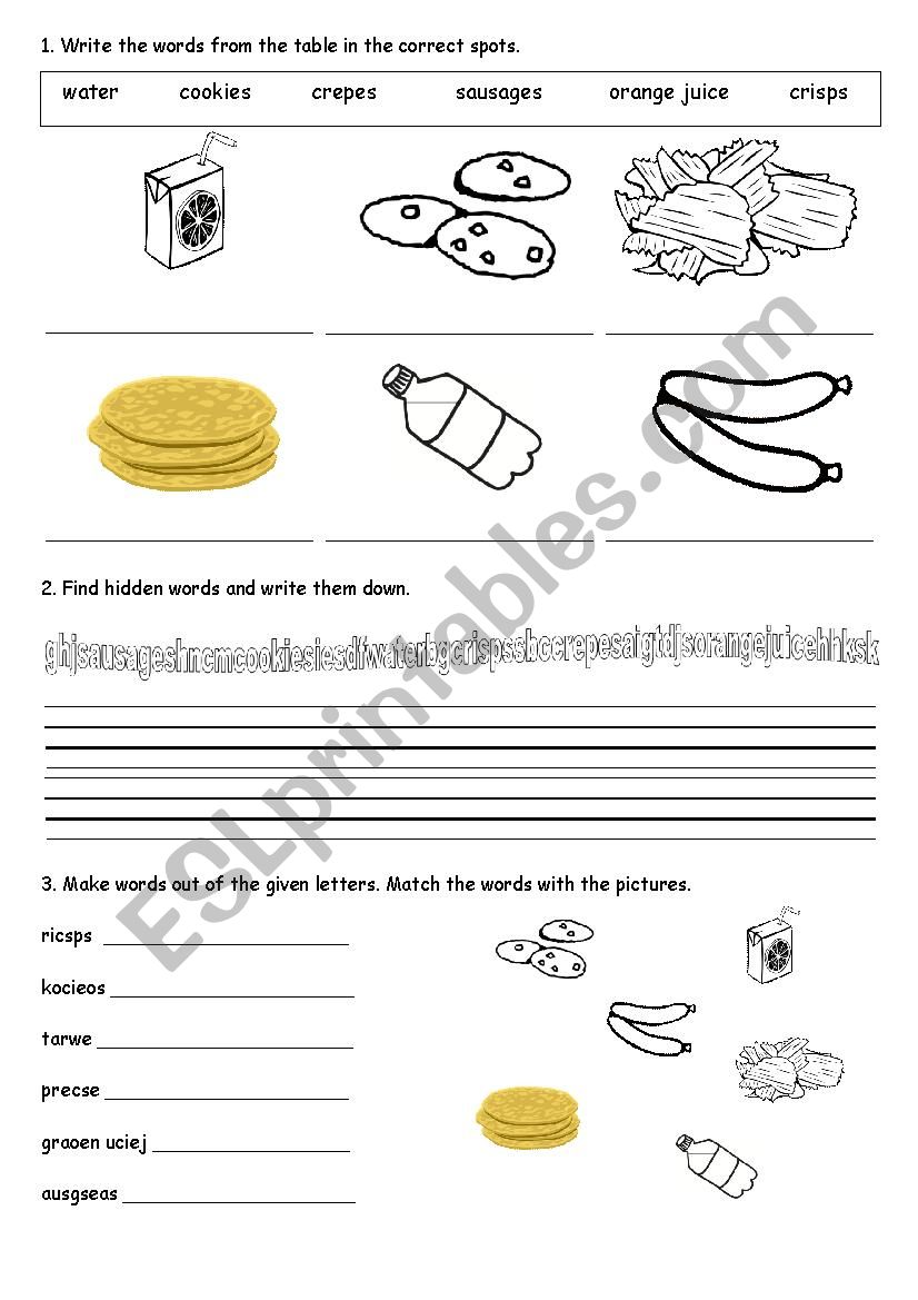 Food worksheet