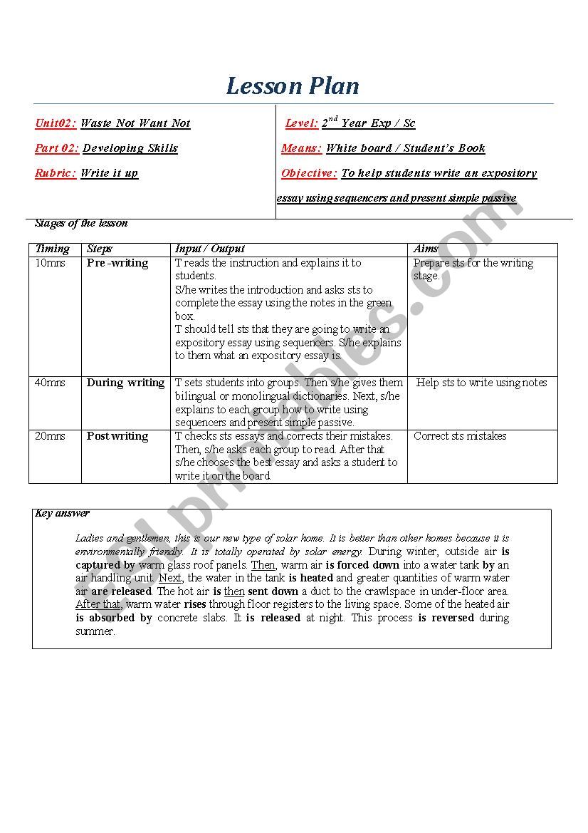 Lesson Plan worksheet