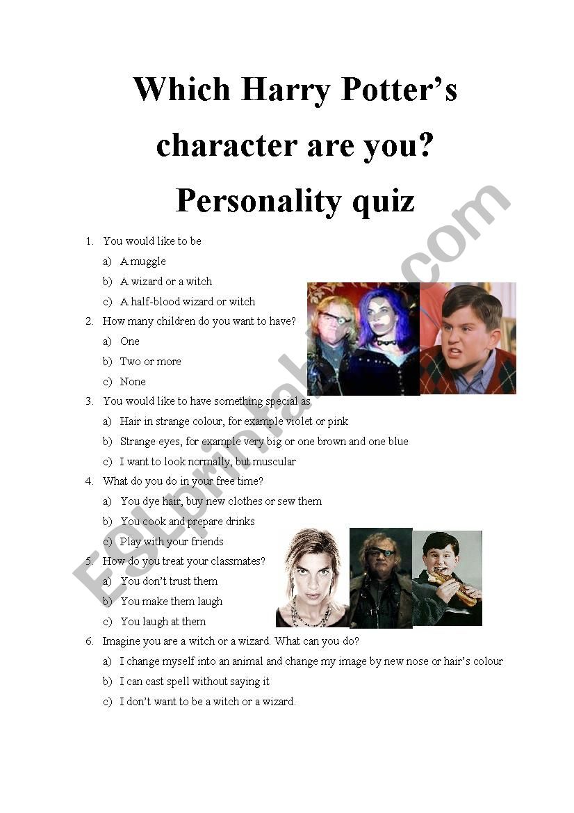 Which Harry Potters character are you? Personality quiz 11