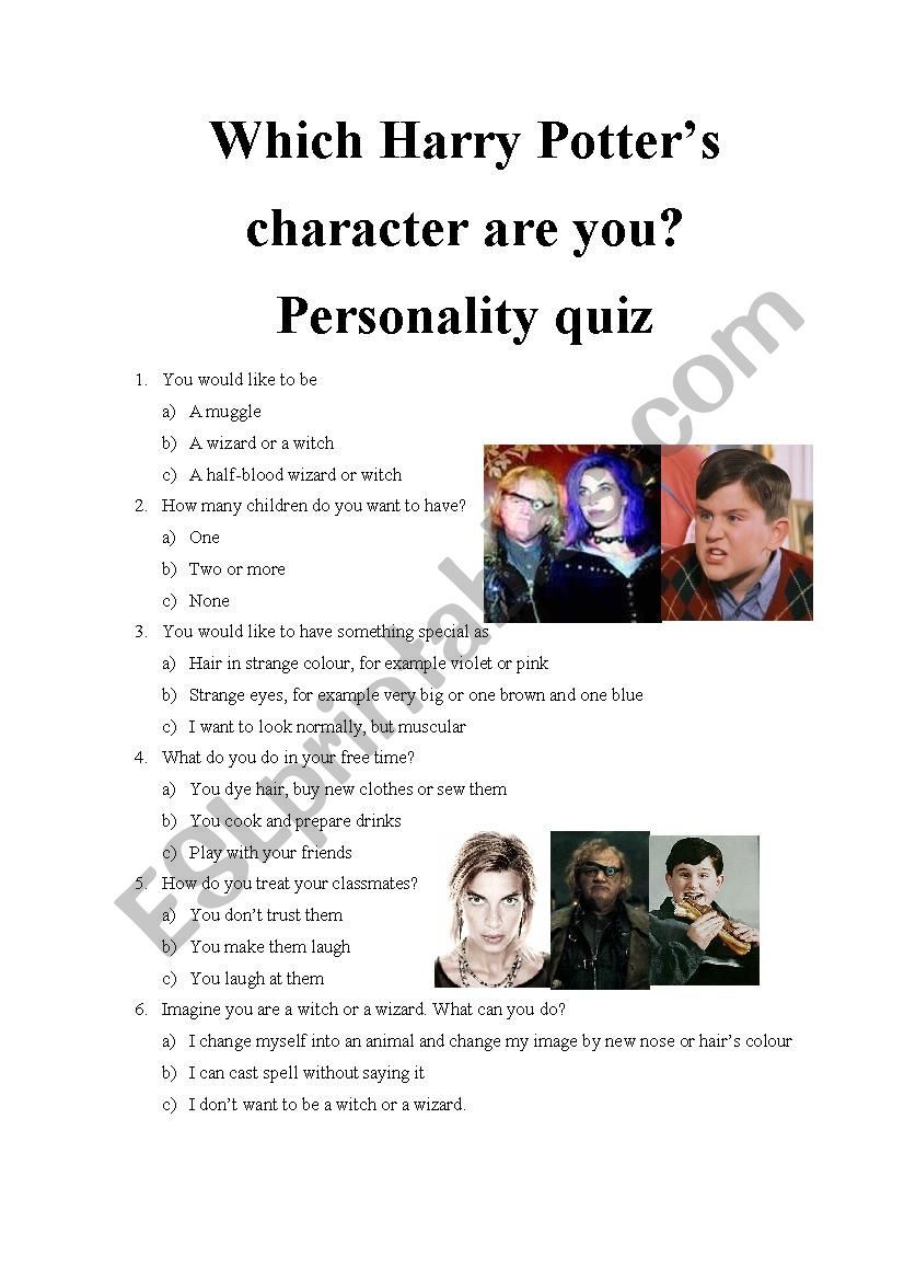 Which Harry Potterâ€™s character are you? Personality quiz 11