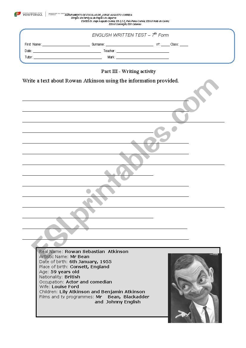 Daily routine worksheet