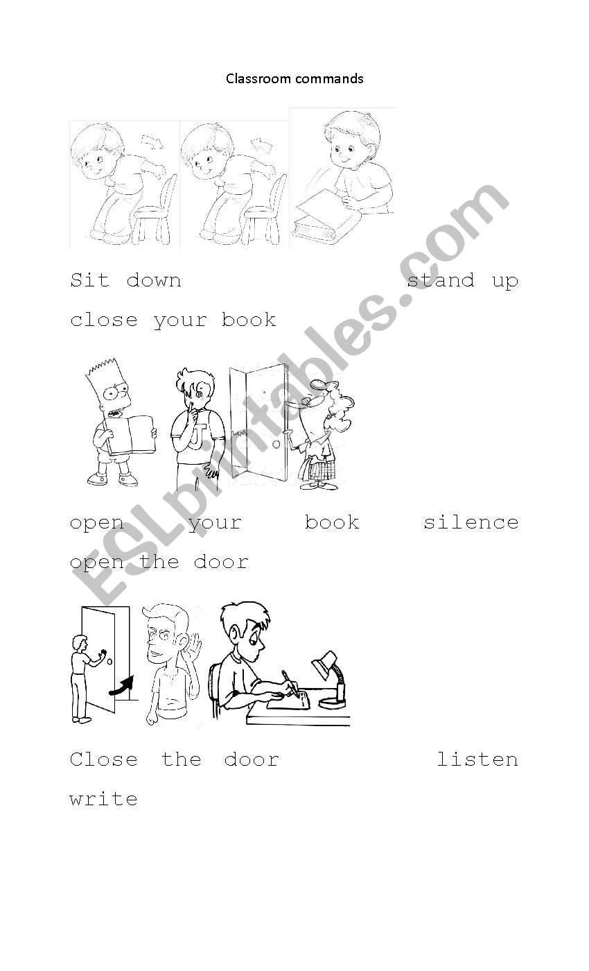 Classroom commands worksheet