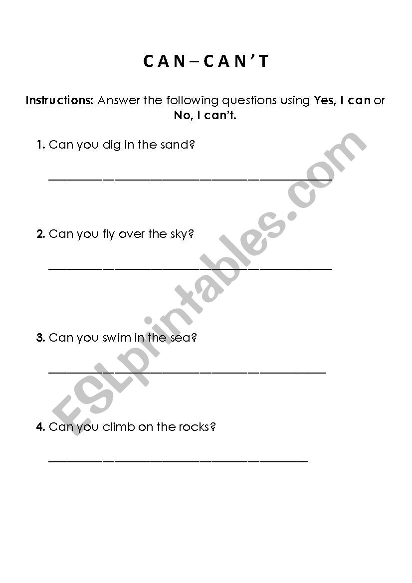 can - cant worksheet
