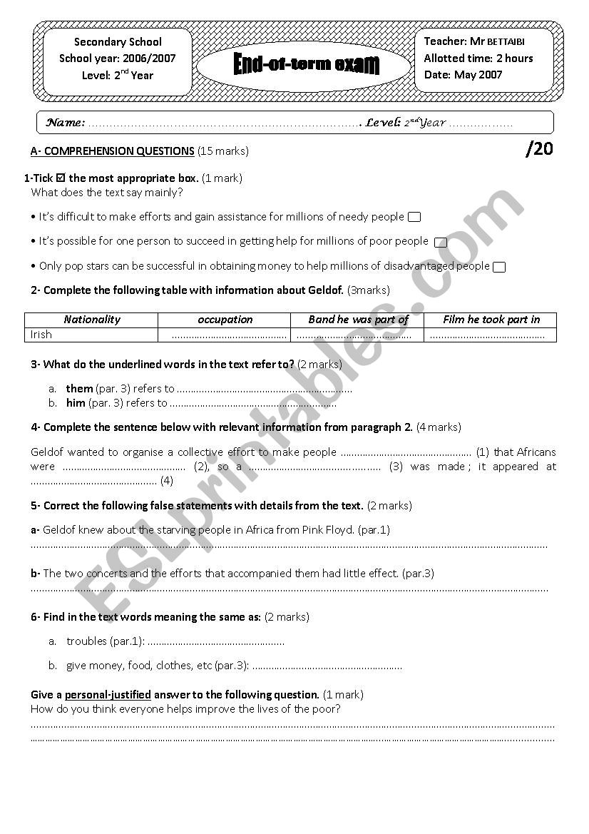 end-of-term exam nÂ°03 2nd year