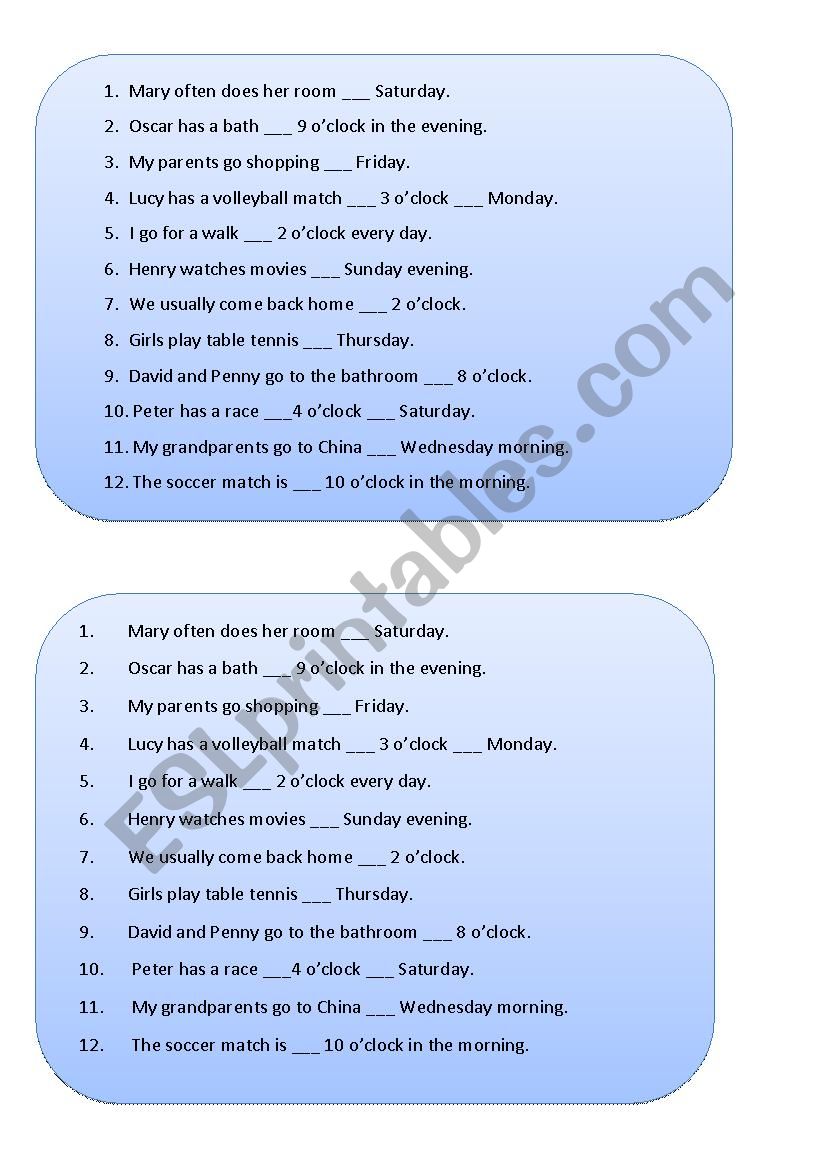 Prepositions of time (ON,AT,IN)