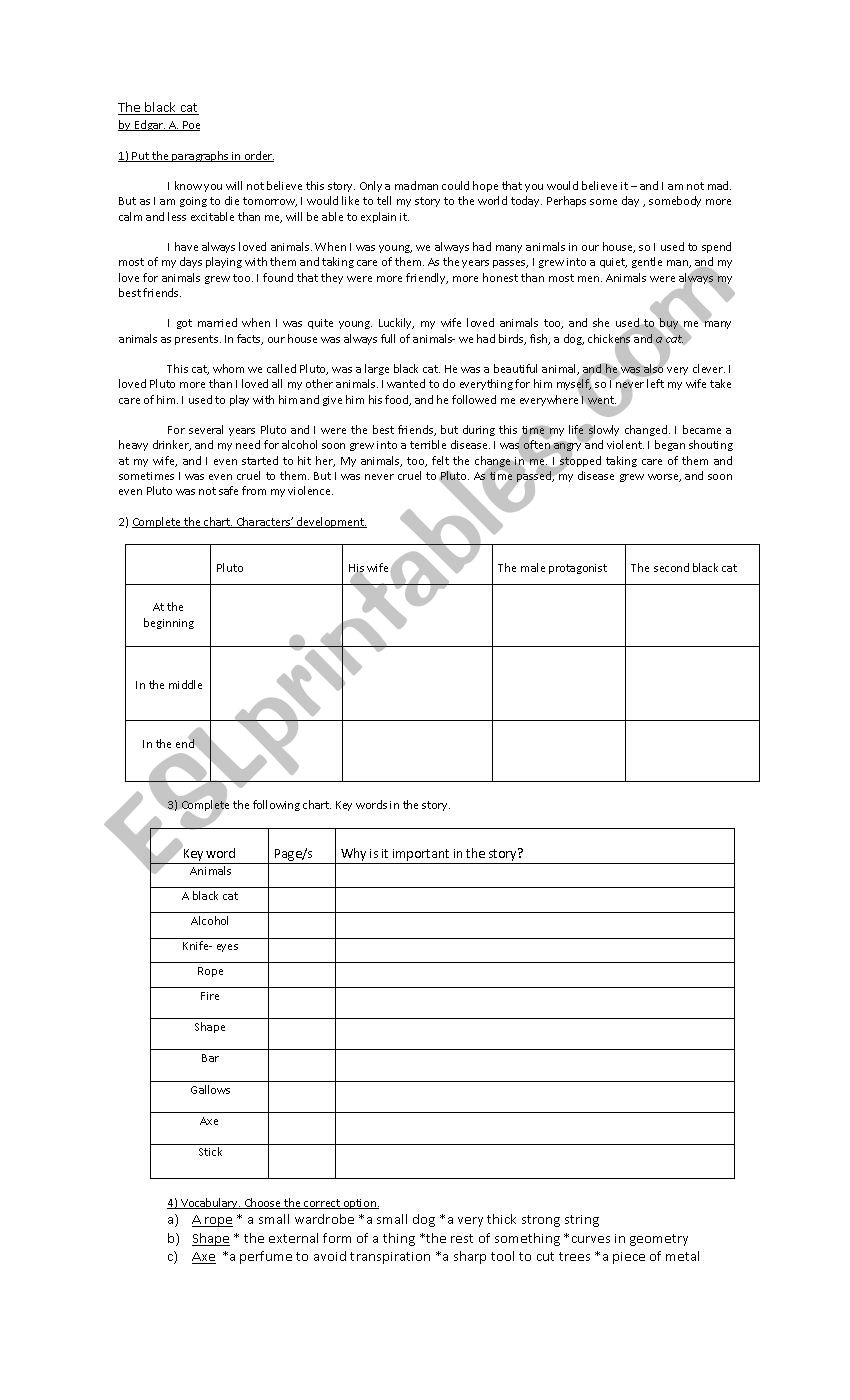 the black cat worksheet