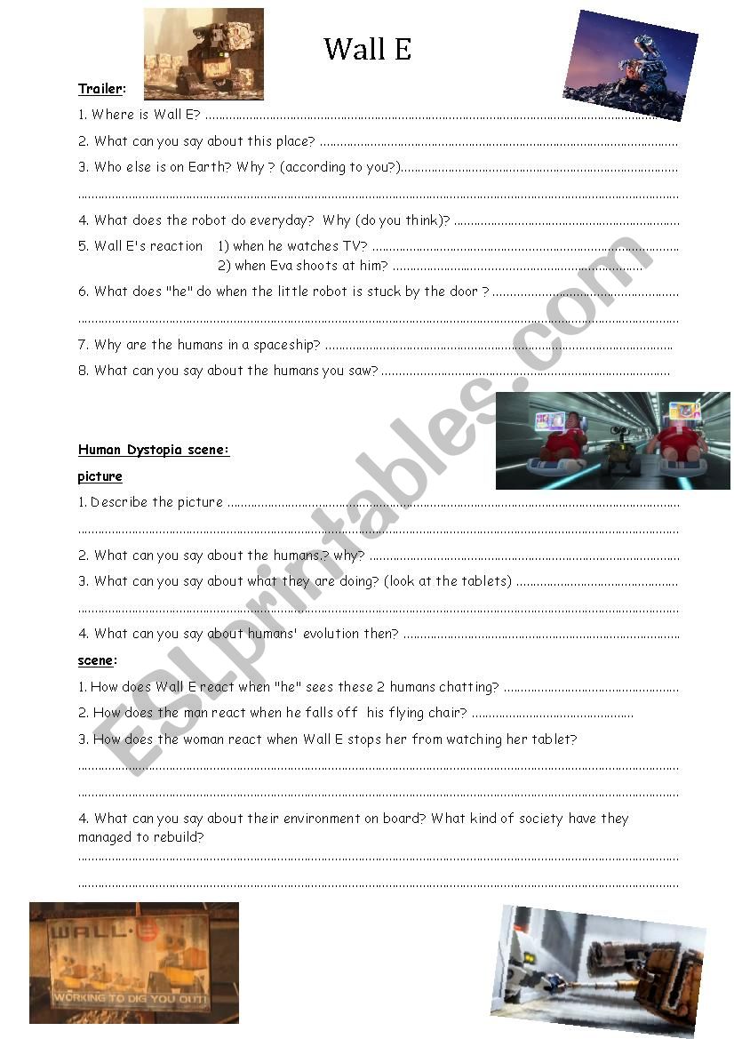 Wall E and Dystopia worksheet