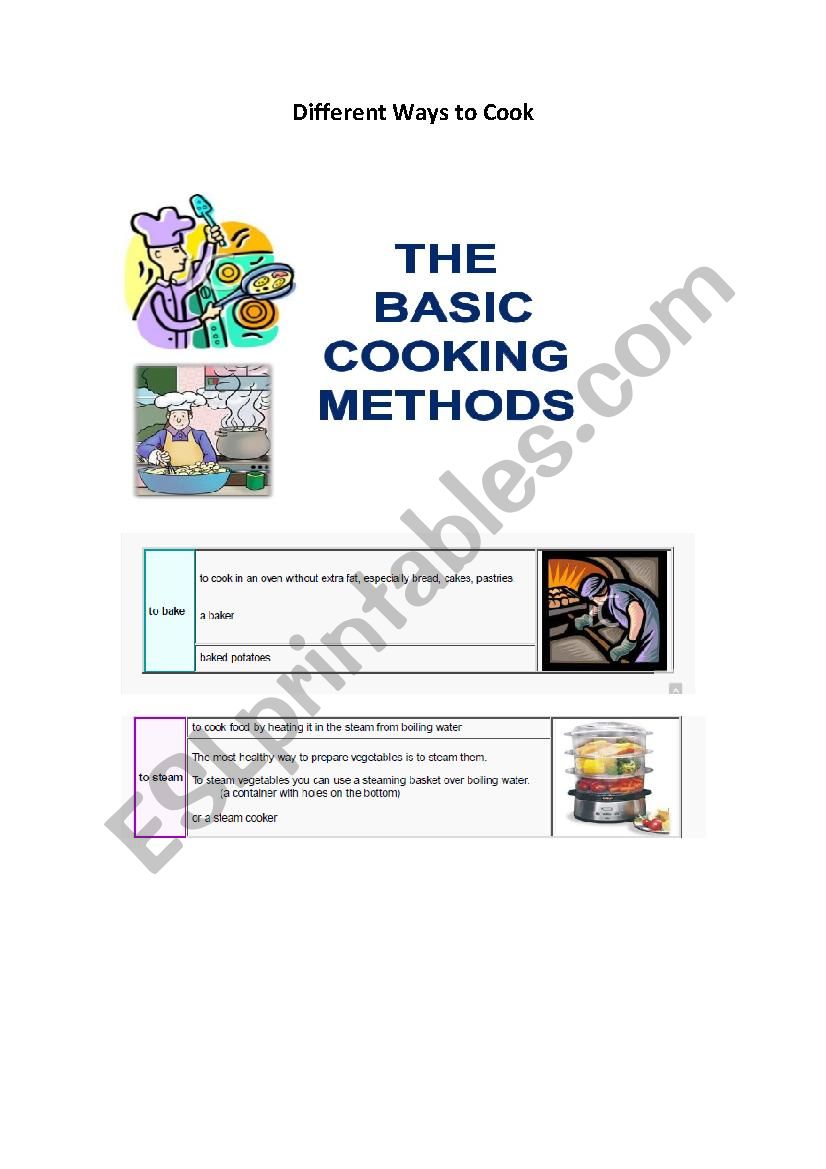 Different Ways of Cooking worksheet