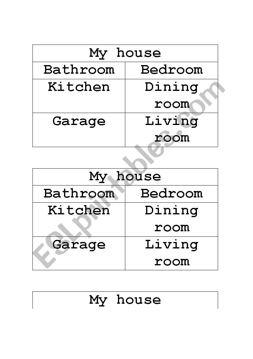 The house worksheet