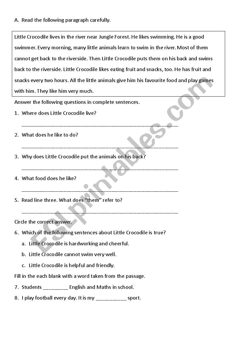 Grammar Test worksheet