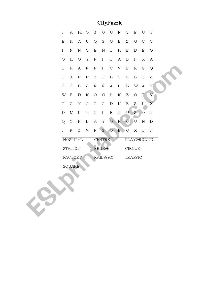 City Puzzle worksheet