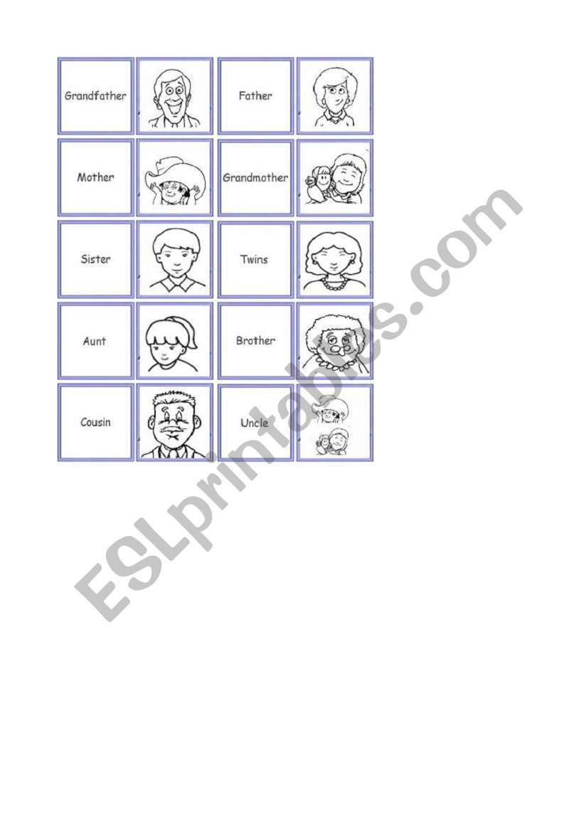 Family Dominoes worksheet