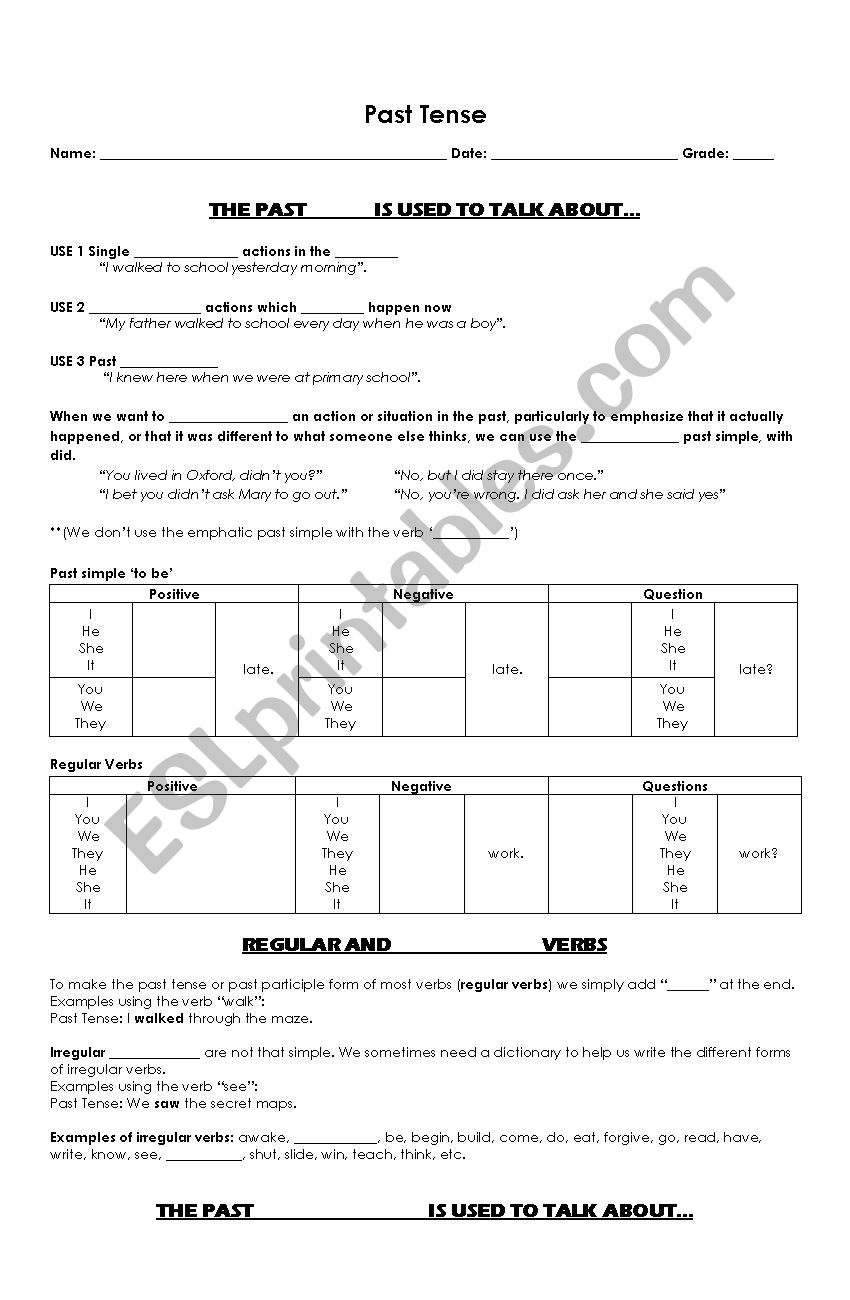 Past simple and Continuous worksheet