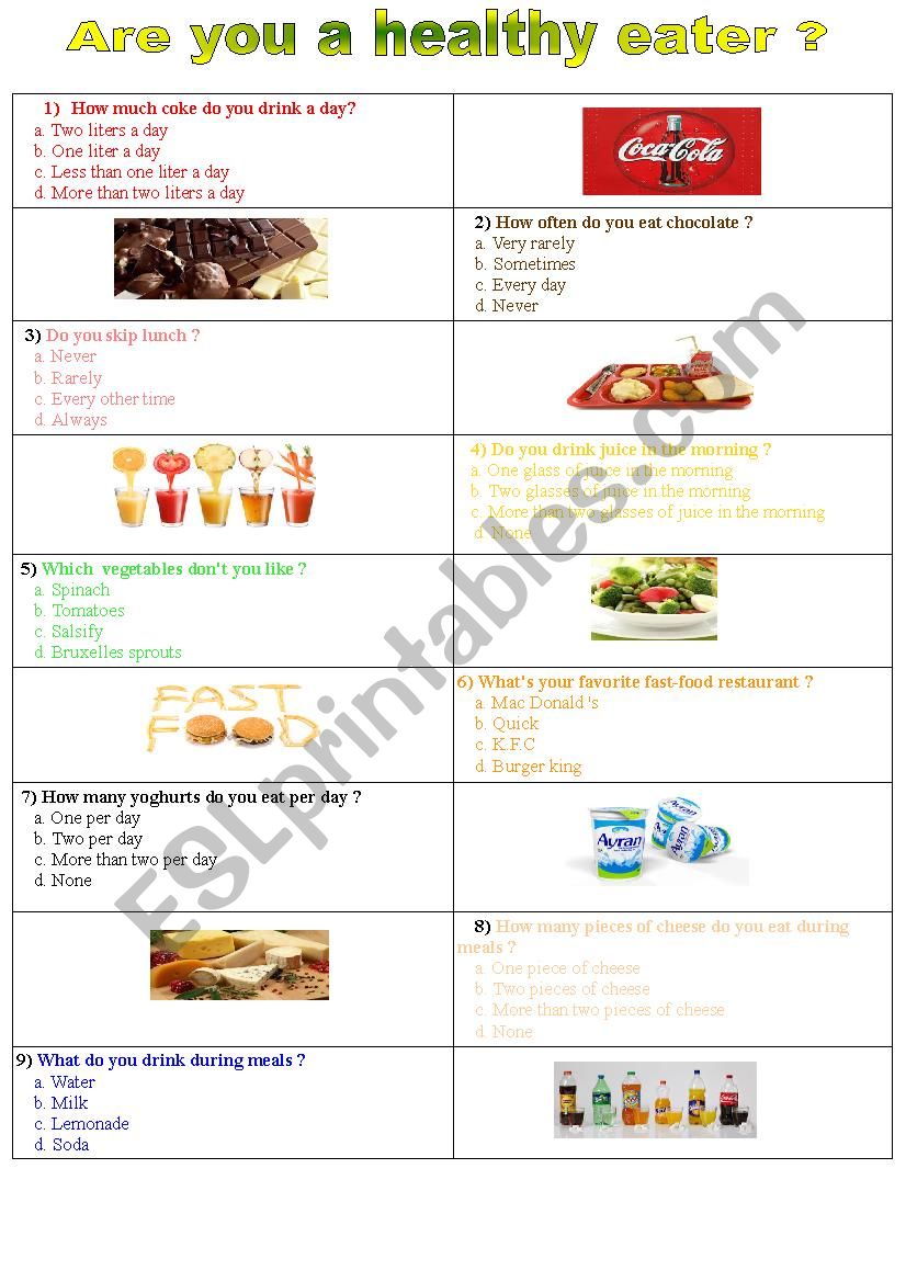 Quiz Health Habits worksheet