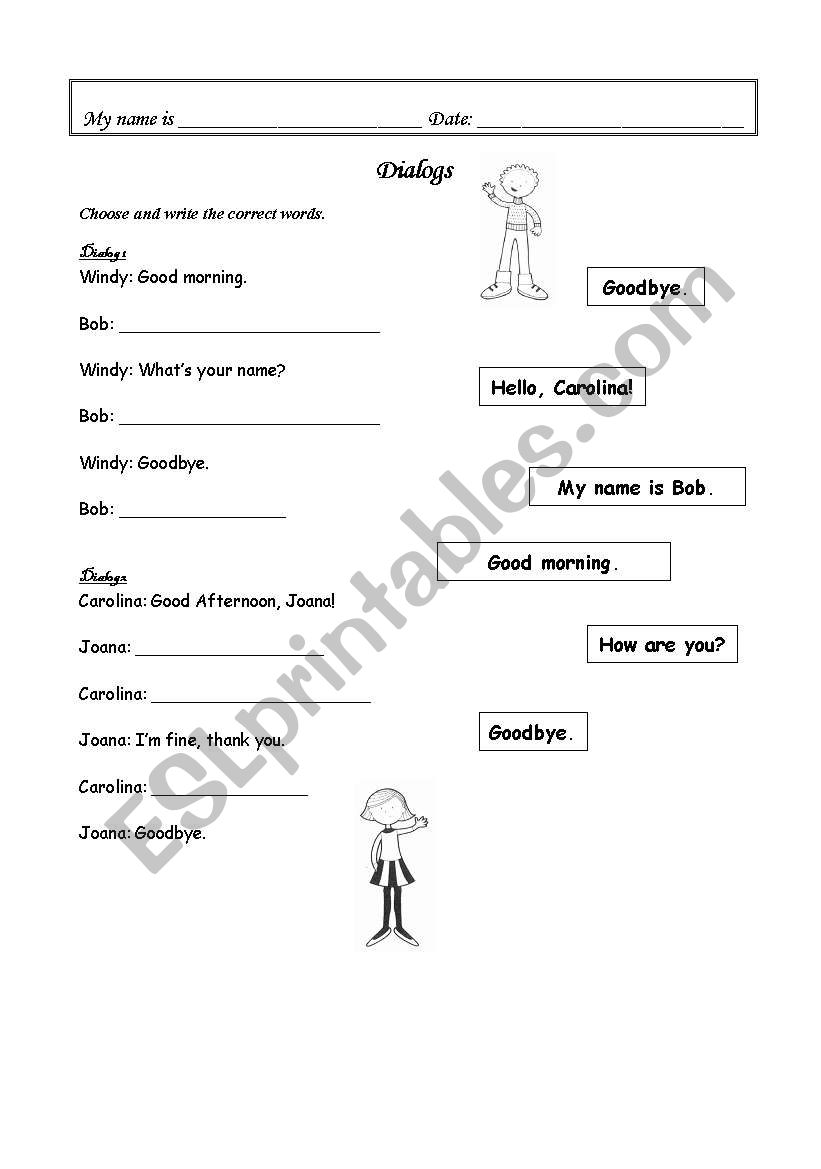 Dialogs - Greetings worksheet