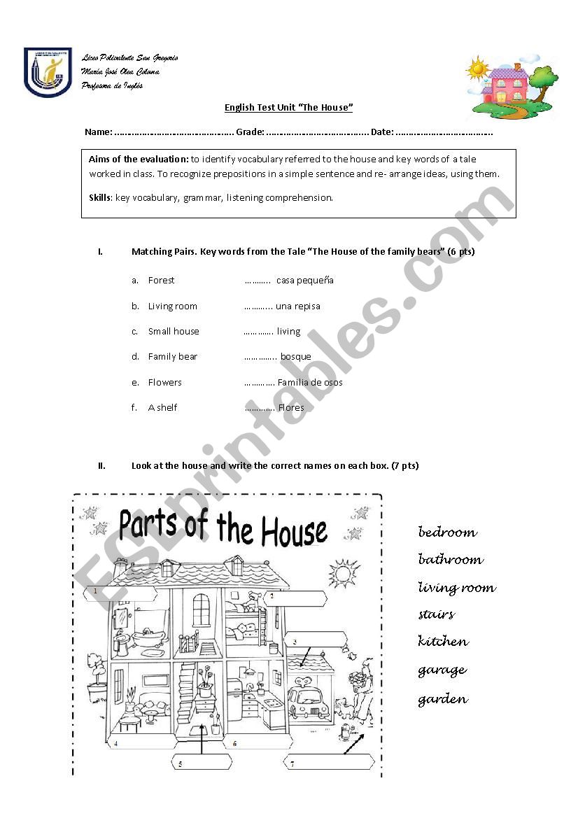 English Test worksheet