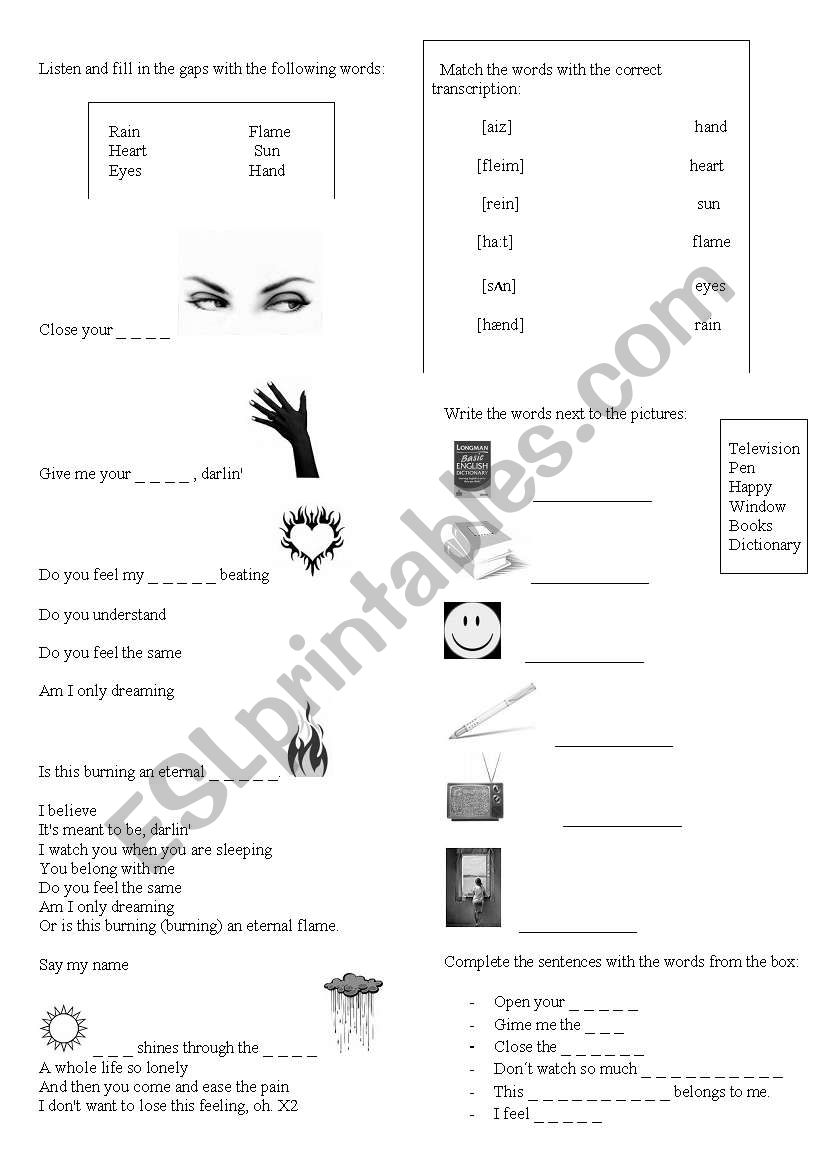 Eternal Flame  worksheet