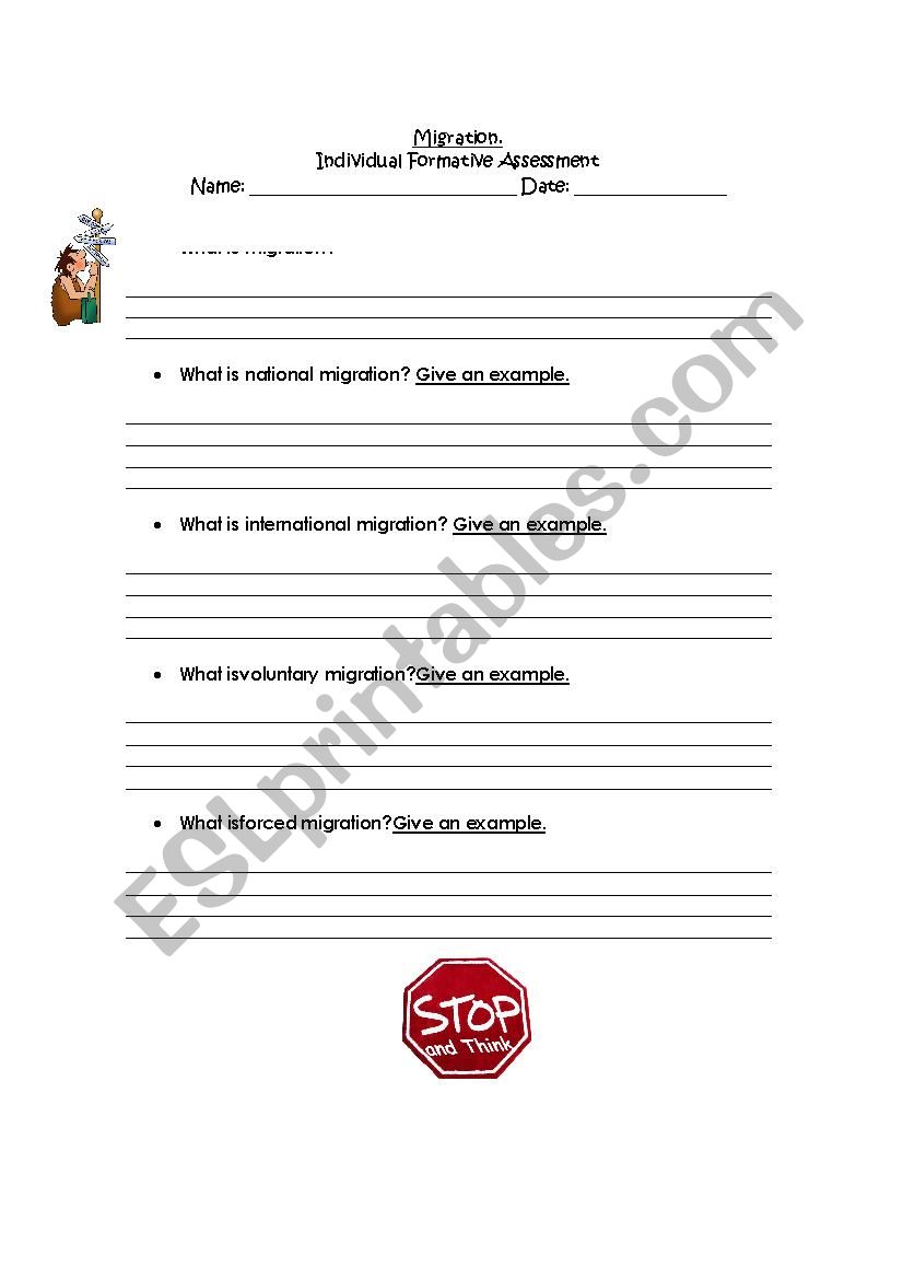 What is migration? Human and Animal Migration. Formative Assessment - ESL  worksheet by vanedeakin84