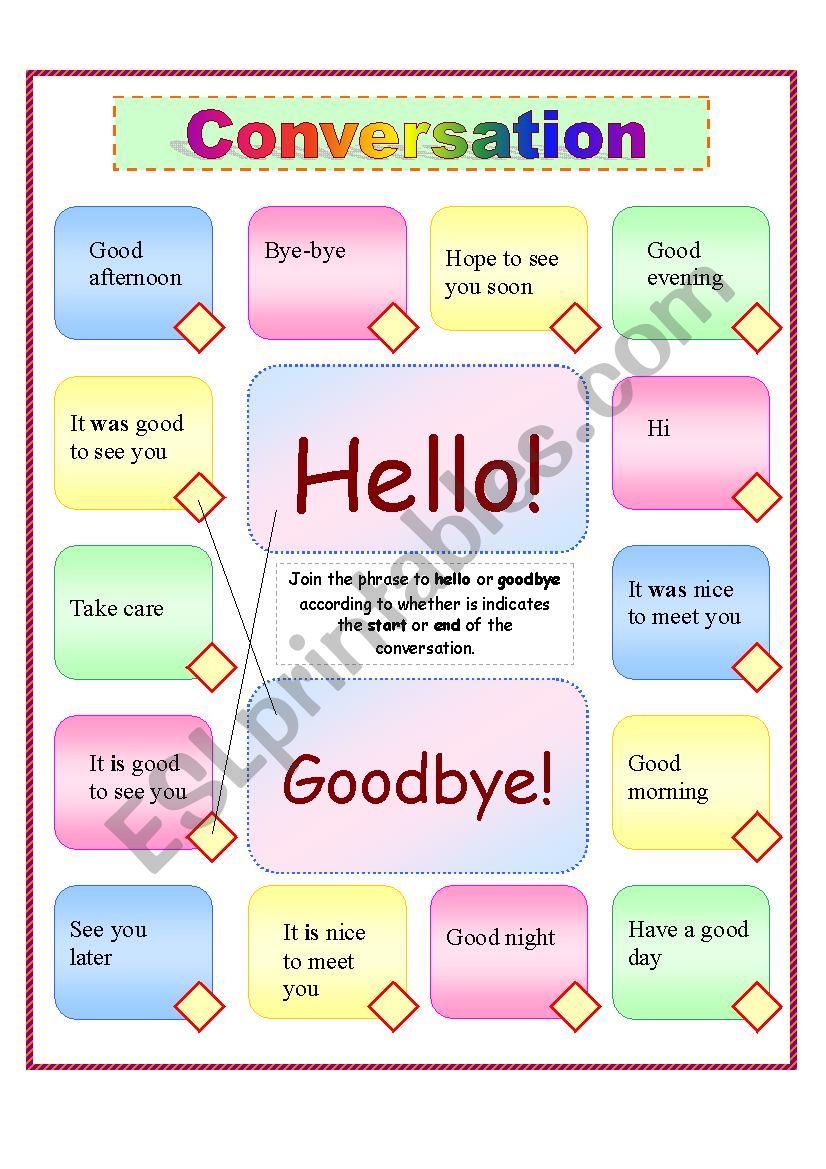 Hellos and Goodbyes worksheet