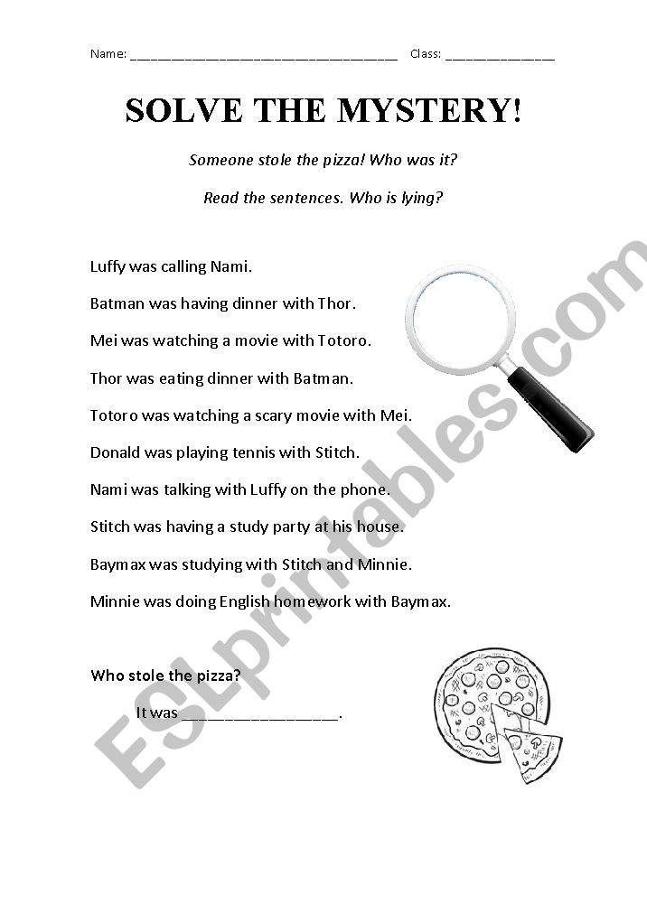 Solve the Mystery! worksheet