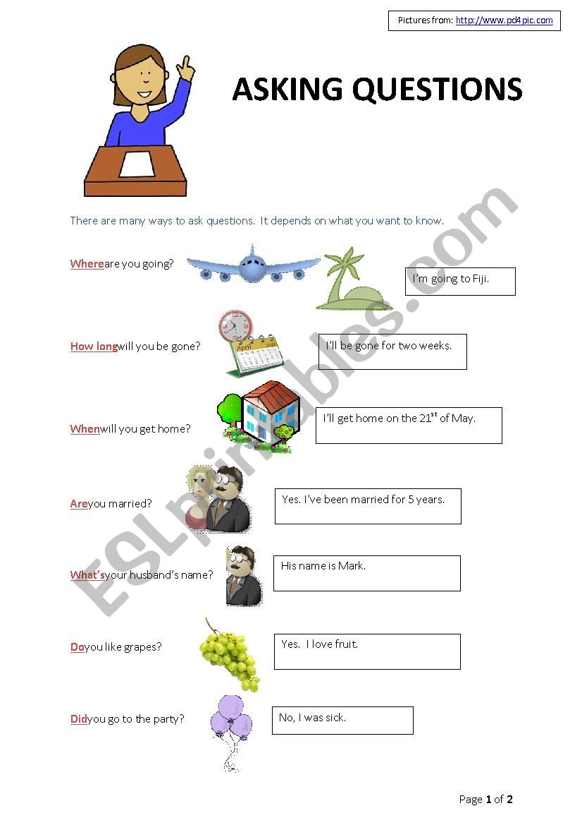 Asking Questions worksheet