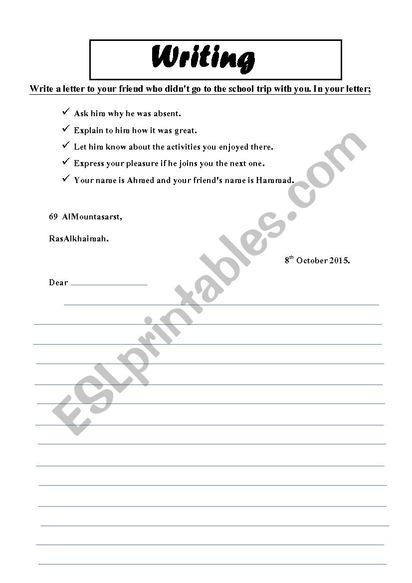 writing a litter worksheet