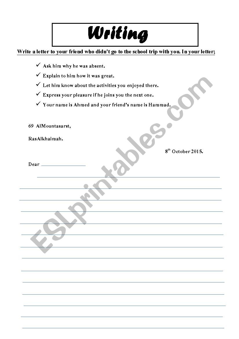 writing a litter worksheet