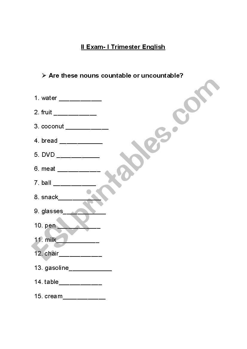 countable and uncountable nouns