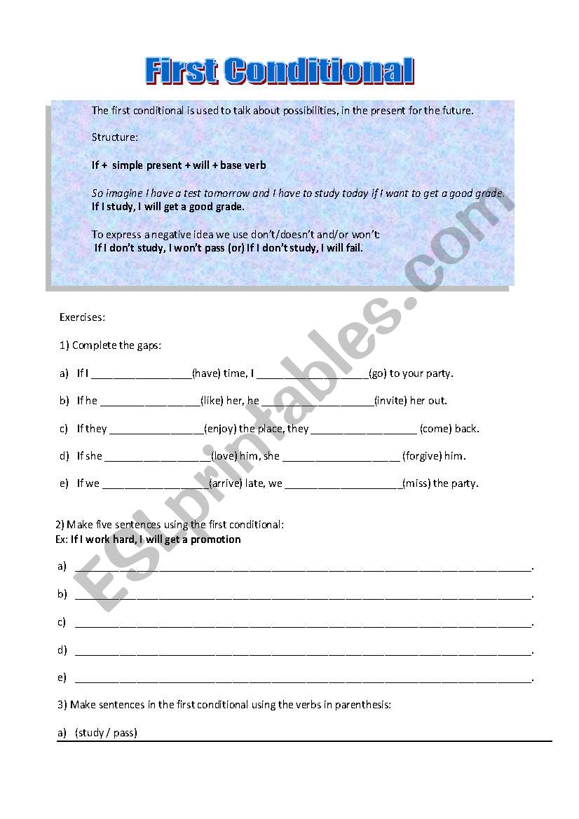 First Conditional worksheet