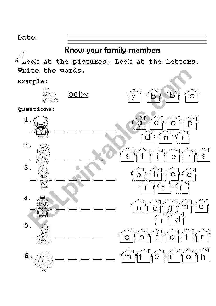 Family members worksheet