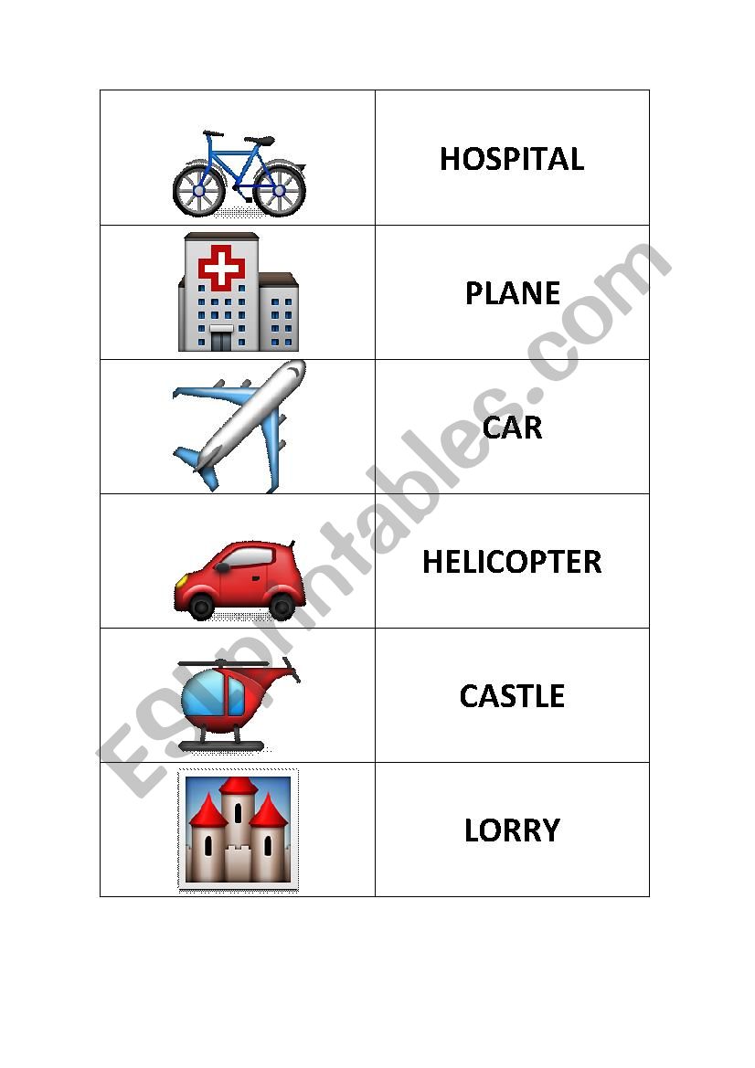 Places & means of transport dominoes game
