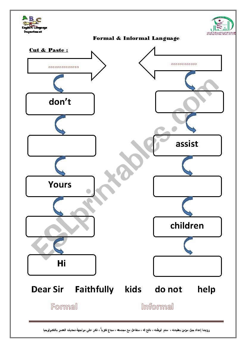 Formal & informal language worksheet