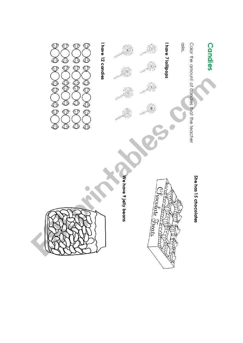 Candies- Numbers worksheet