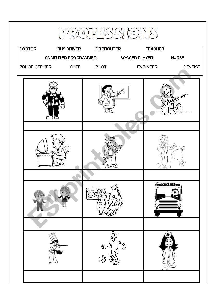 Professions worksheet