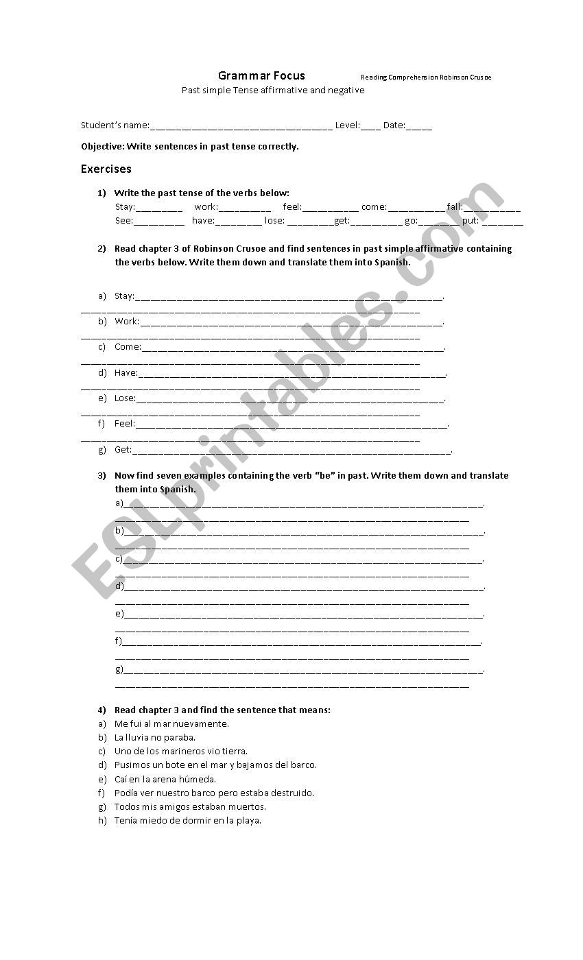 Robinson Crusoe (Oxford Bookworms) Worksheet 2