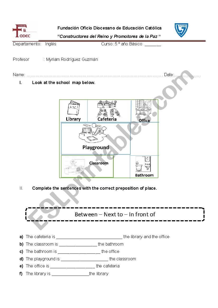 School places worksheet