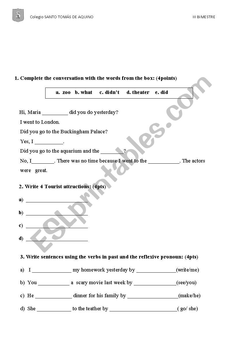 TEST  worksheet