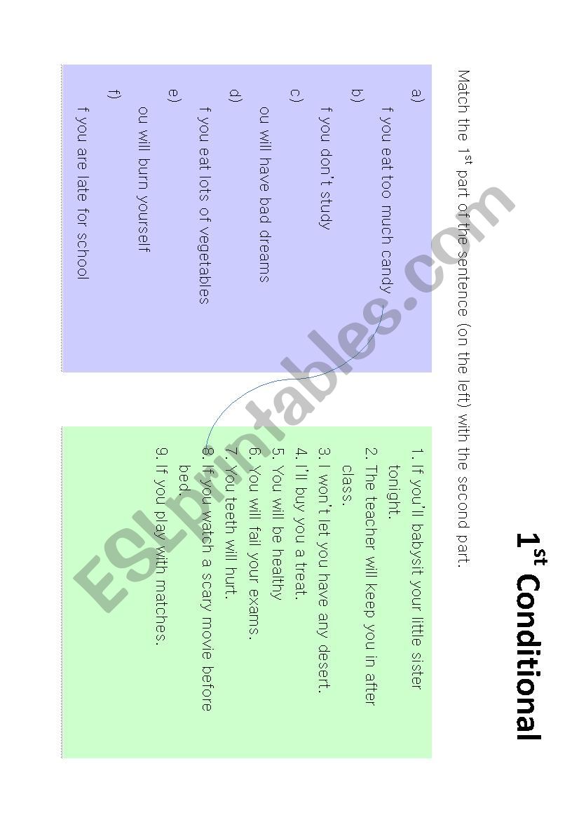 1st Conditional tense matching exercise