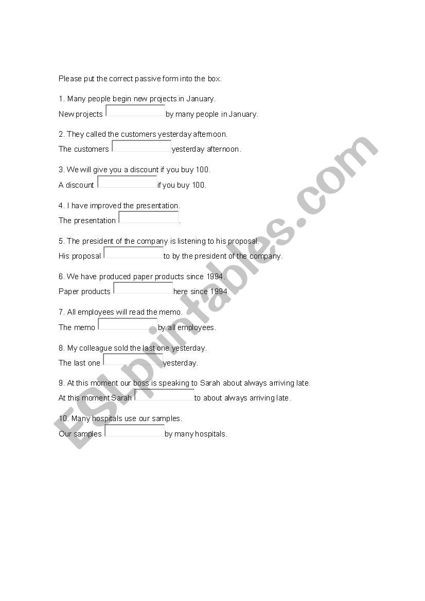 Passive Voice worksheet