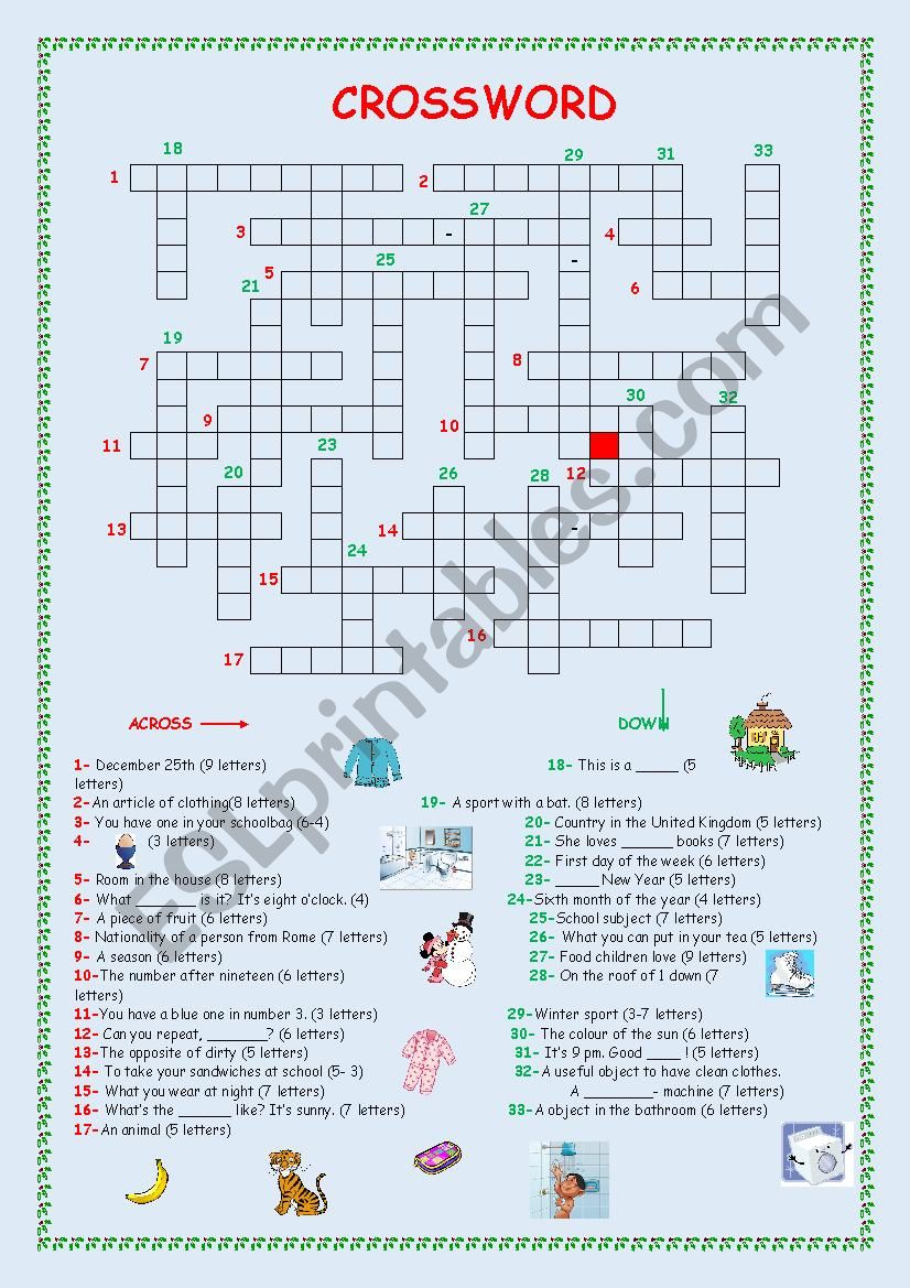 Crossword worksheet