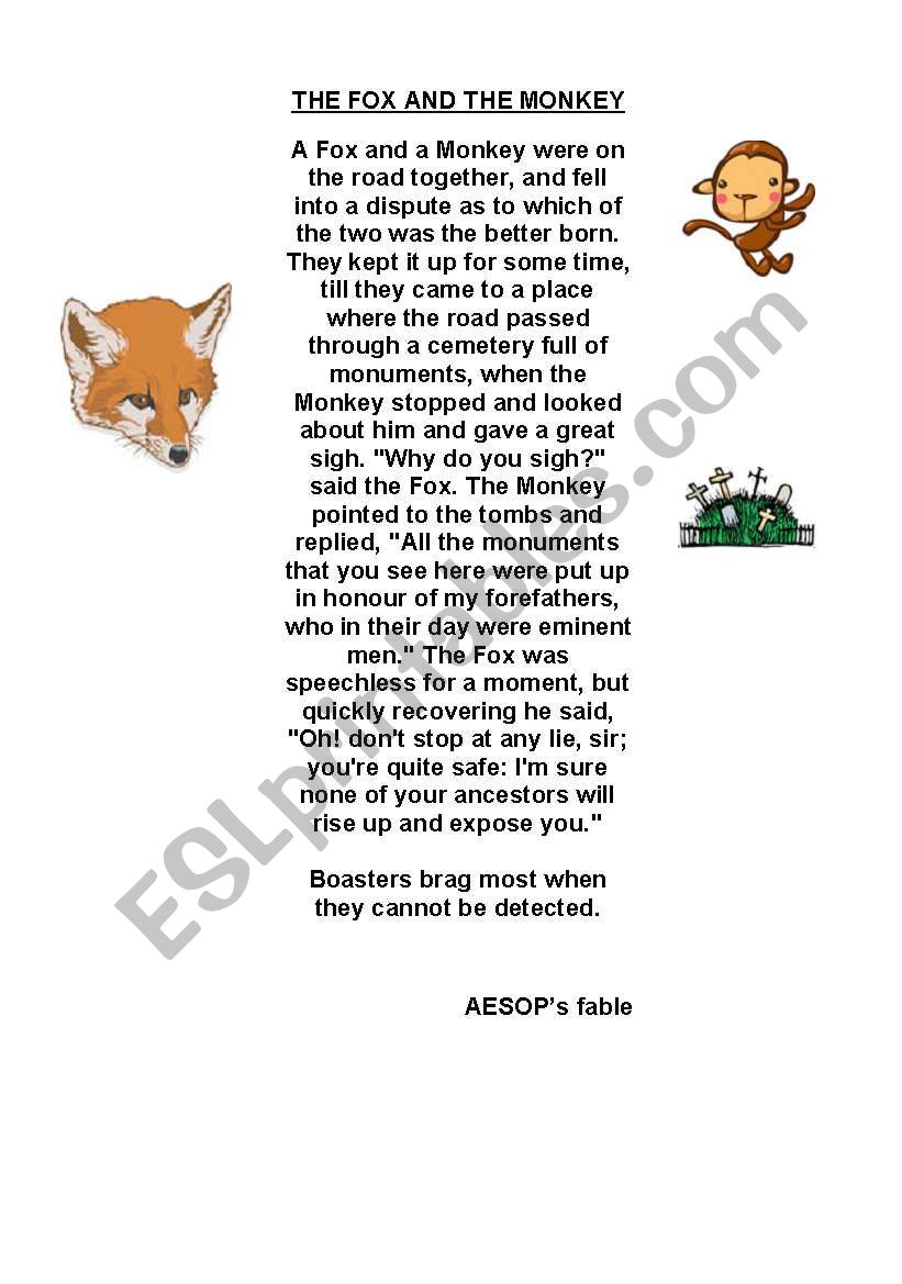 the fox and the monkey worksheet