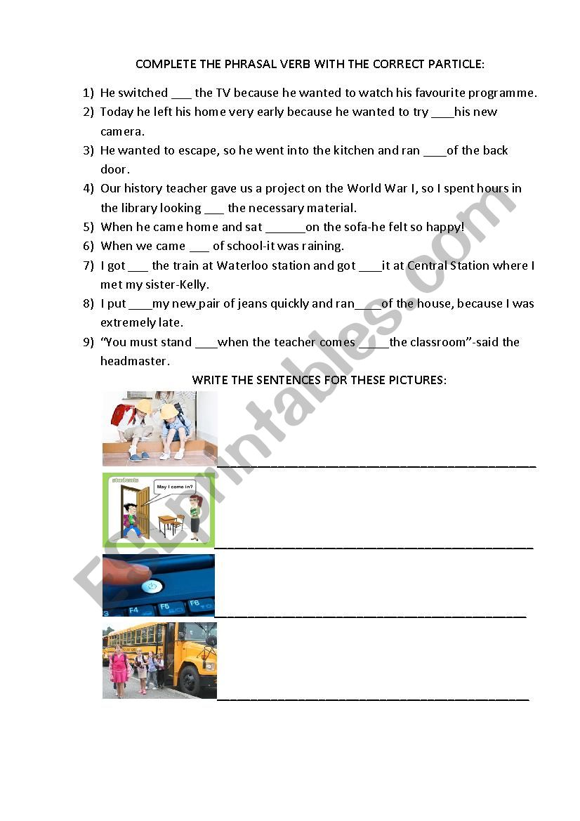 Phrasal verbs worksheet