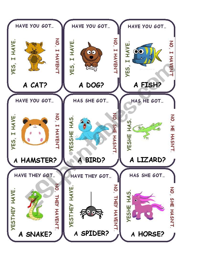 Go Fish Game - Pets worksheet