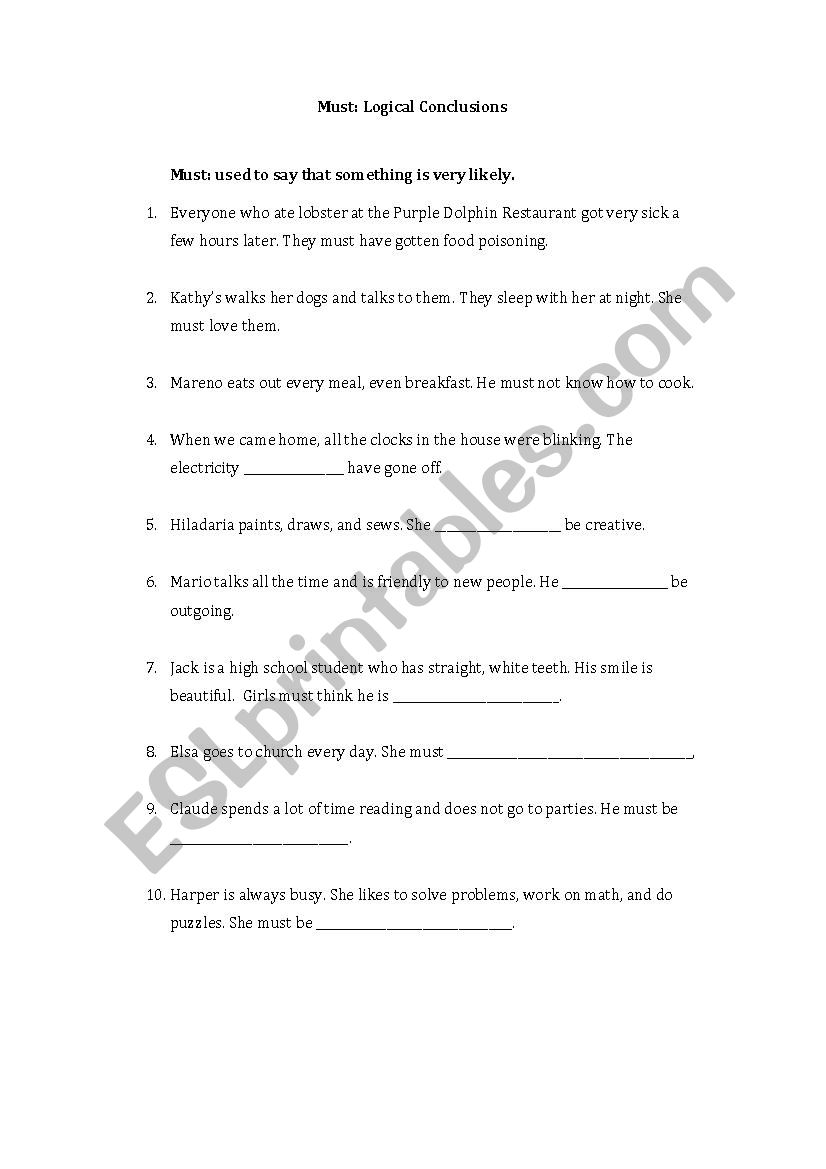 Logical Conclusion worksheet